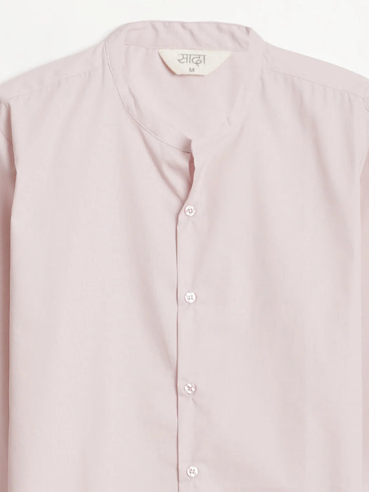 Men Mauve Pink Better Cotton Mandarin Collar Shirt
