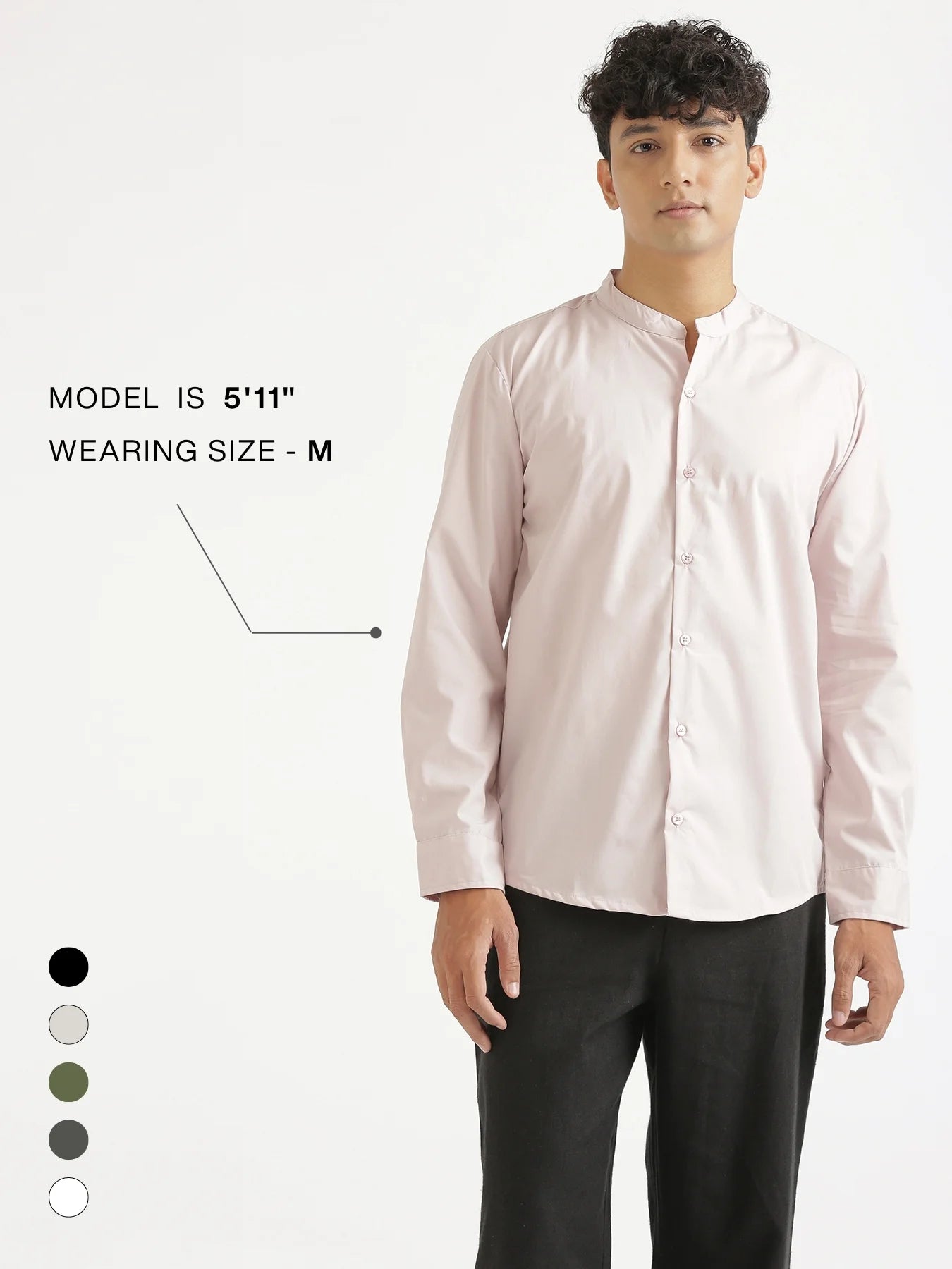Men Mauve Pink Better Cotton Mandarin Collar Shirt