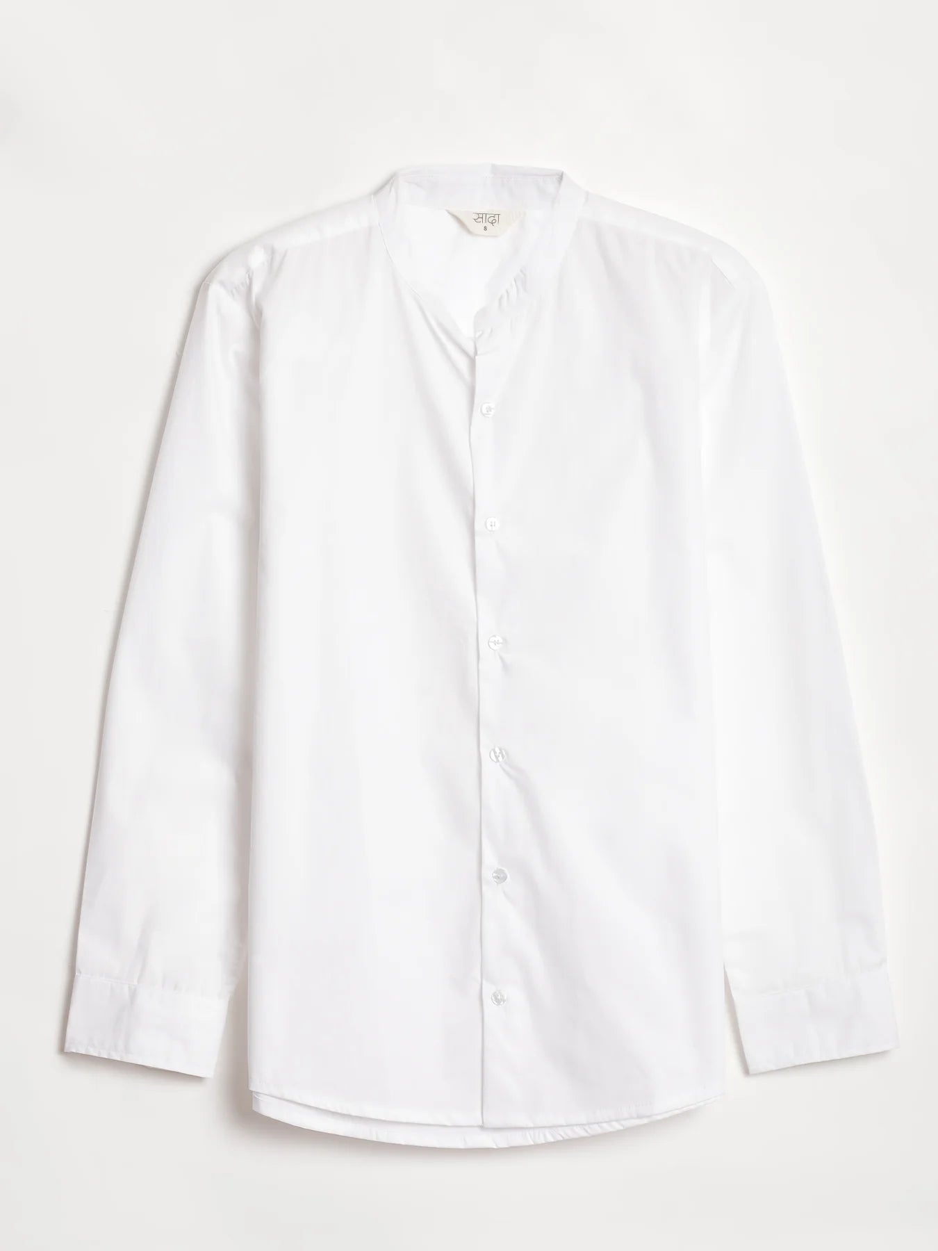 Men White Better Cotton Mandarin Collar Shirt