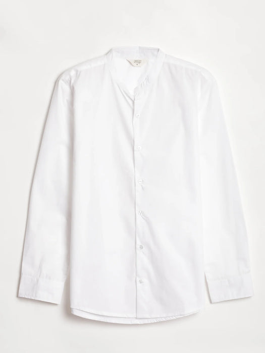 Men White Better Cotton Mandarin Collar Shirt