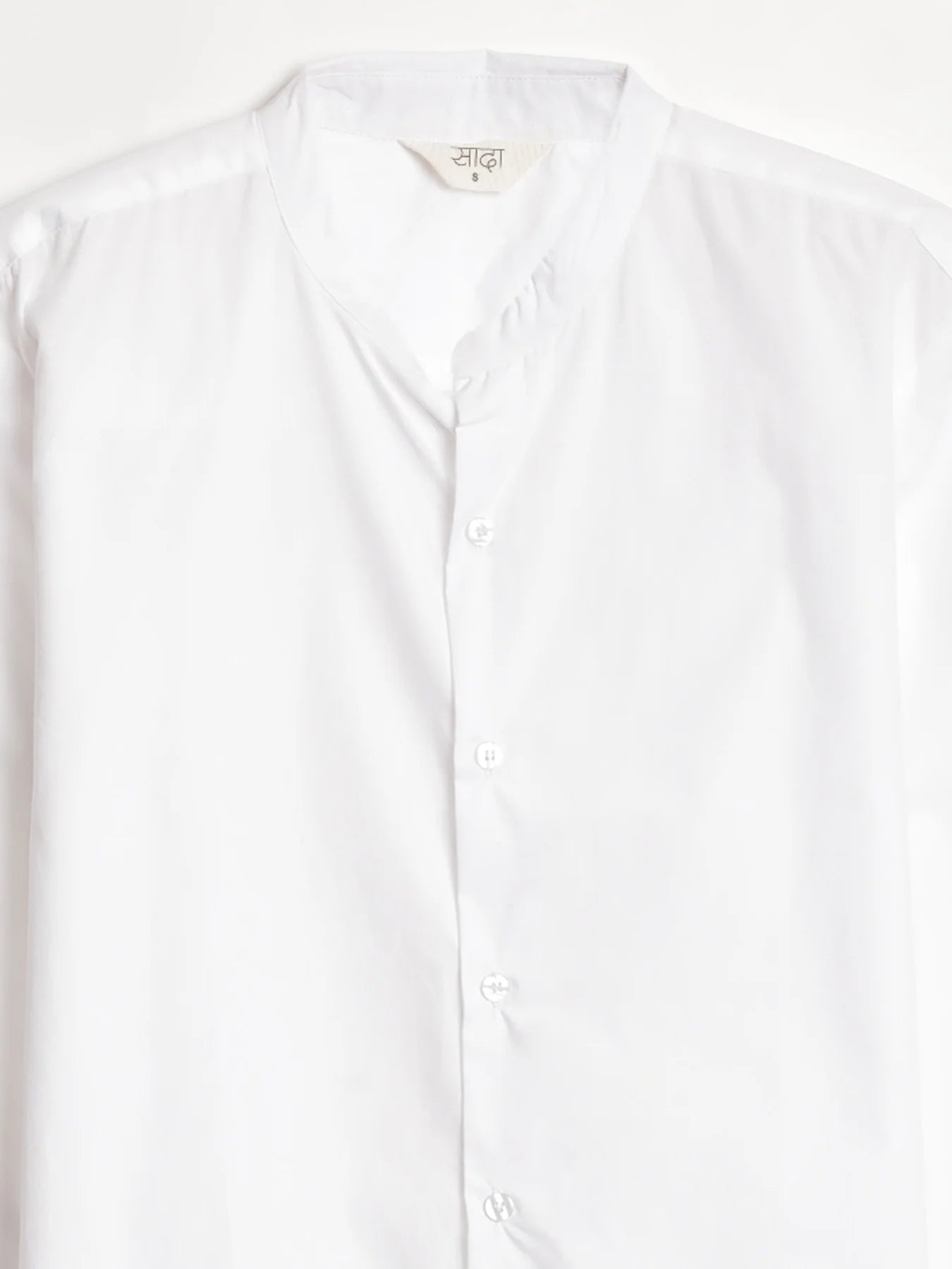 Men White Better Cotton Mandarin Collar Shirt