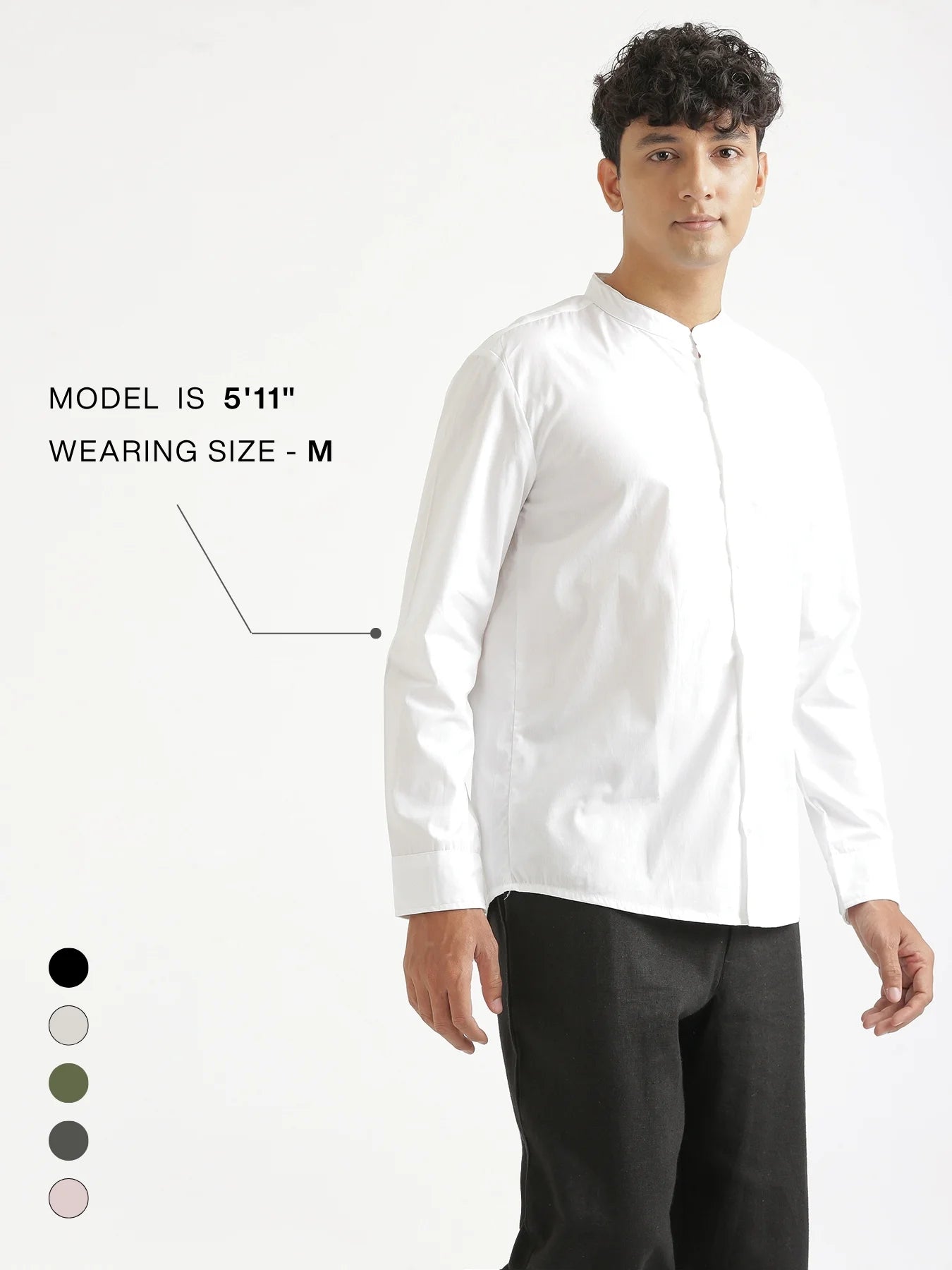 Men White Better Cotton Mandarin Collar Shirt
