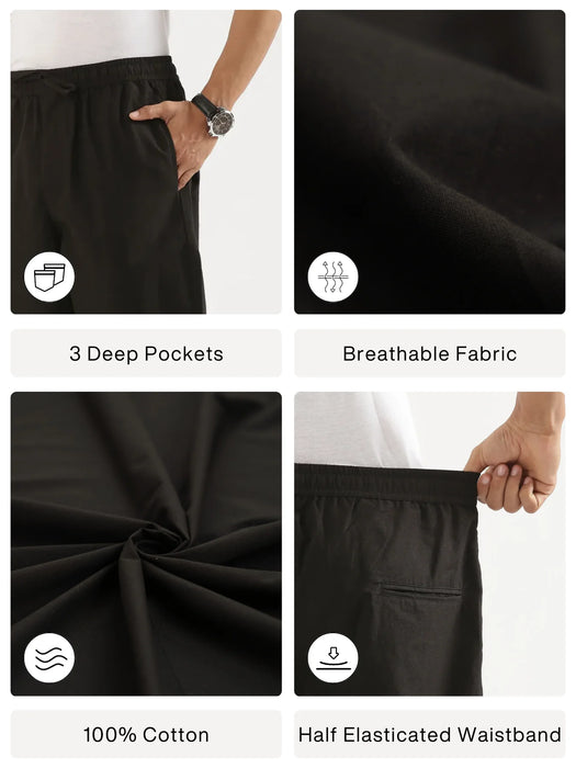 Men Black Cotton Pant