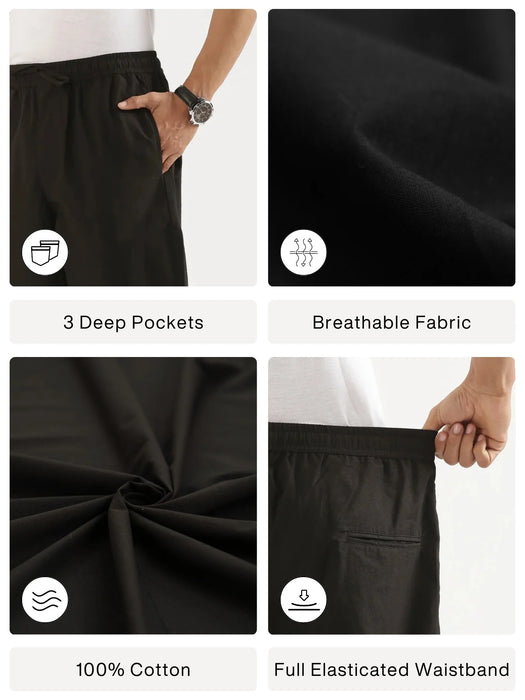 Men Black Cotton Pant