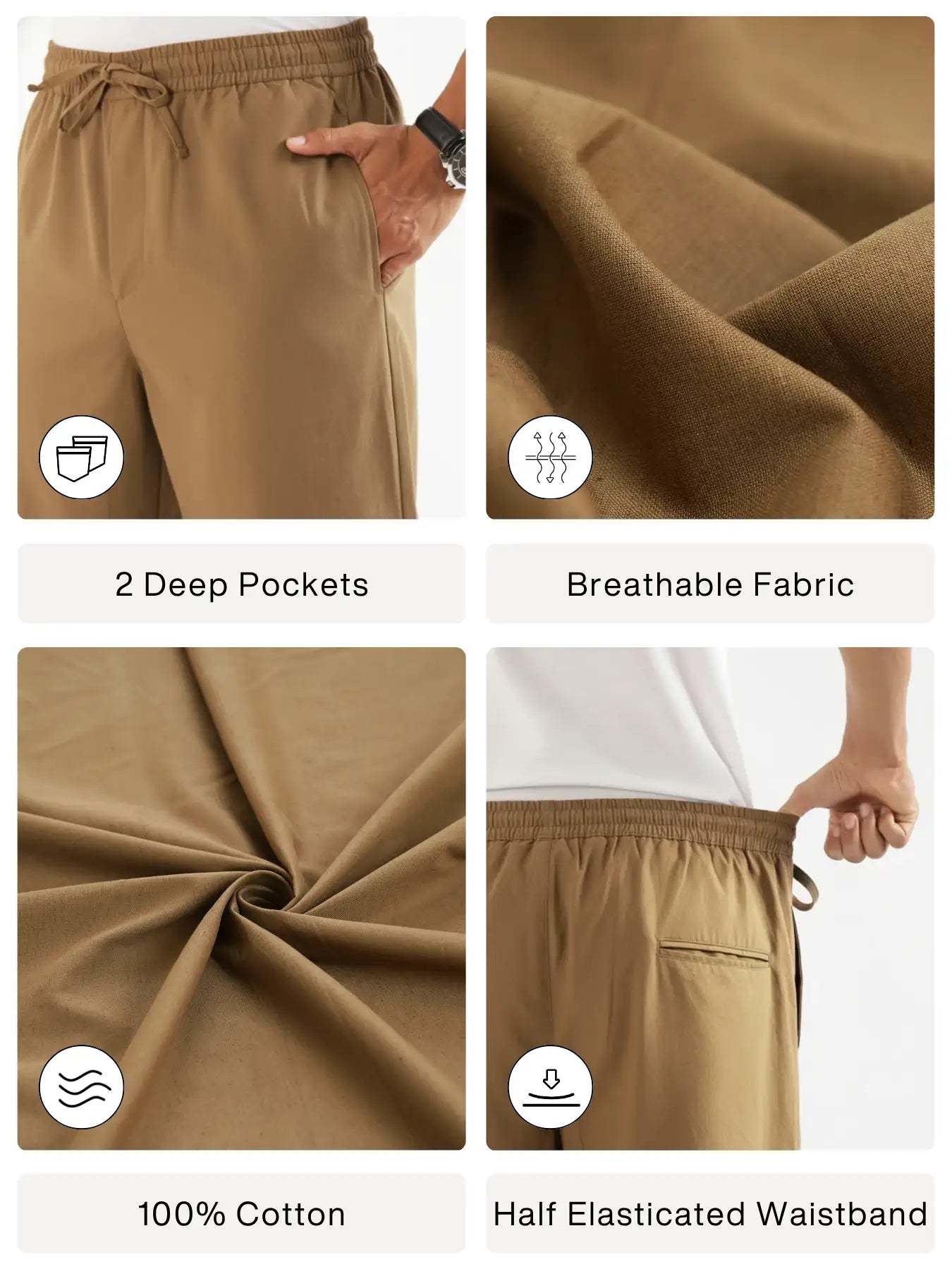 Men Coffee Brown Cotton Pant