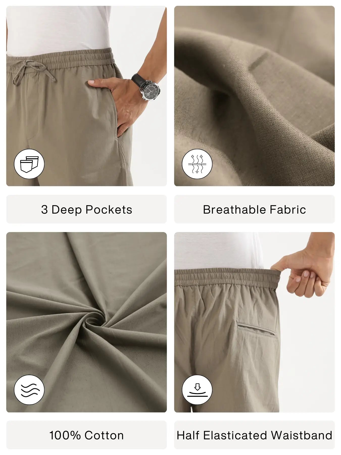Men Khakhi Cotton Pant