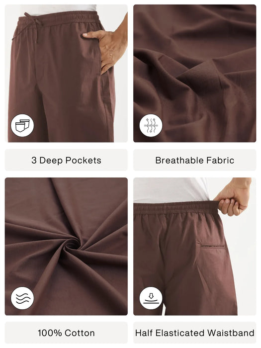 Men Mauve Brown Cotton Pant