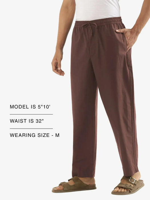 Men Mauve Brown Cotton Pant