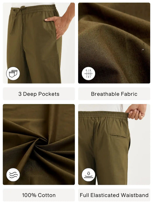 Men Olive Green Cotton Pant