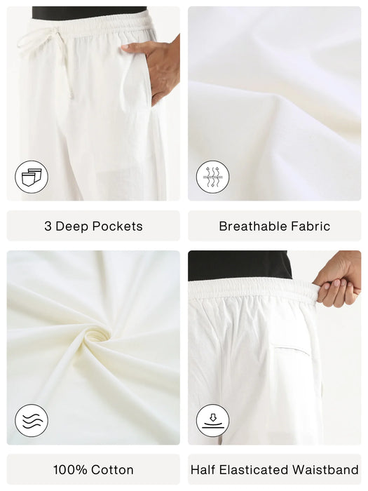 Men White Cotton Pant