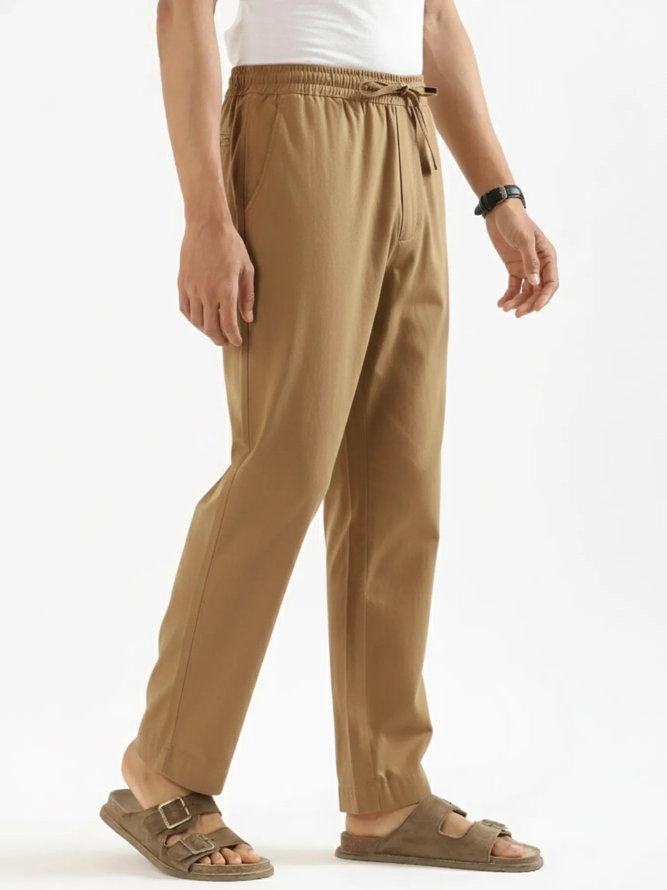 Men Coffee Brown Cotton Pant