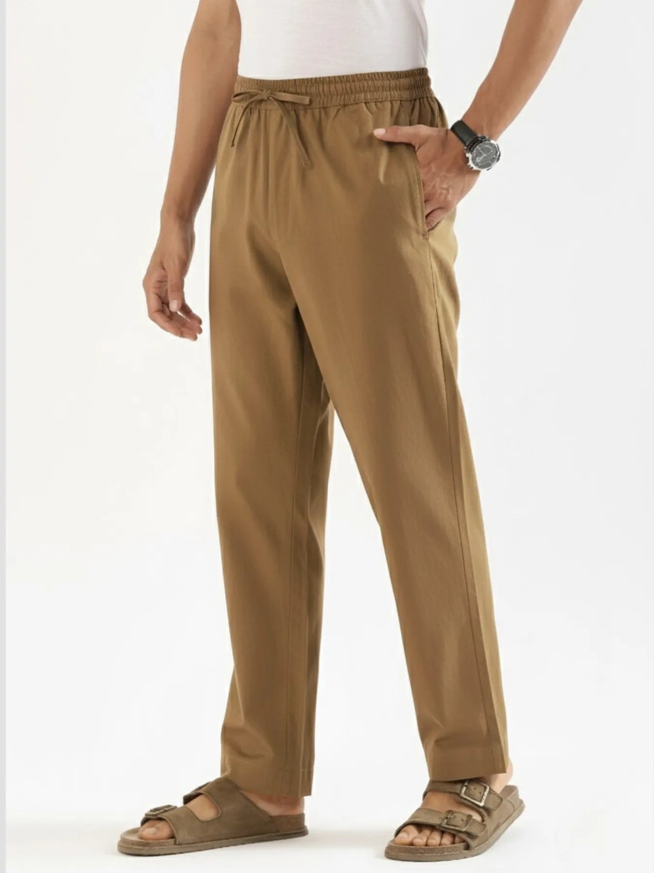 Men Coffee Brown Cotton Pant