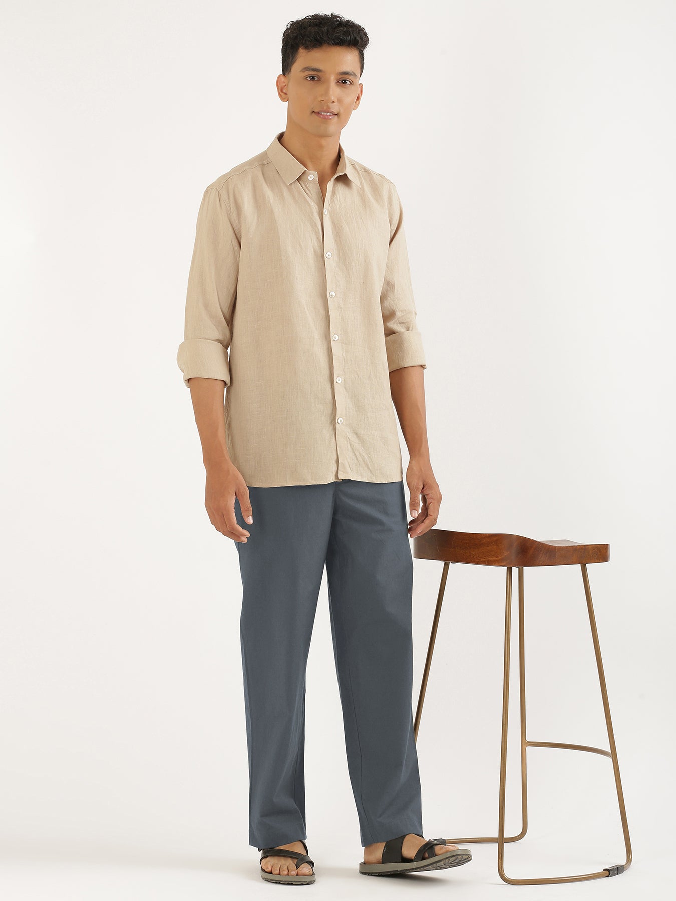 Men Cement Grey Cotton Pant