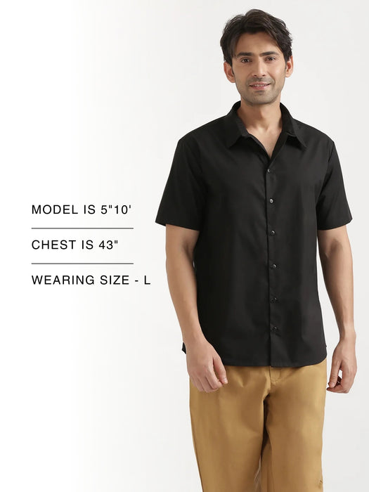Men Black Better Cotton Short Sleeve Shirt