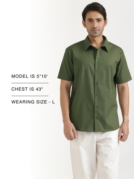 Men Forest Green Better Cotton Short Sleeve Shirt