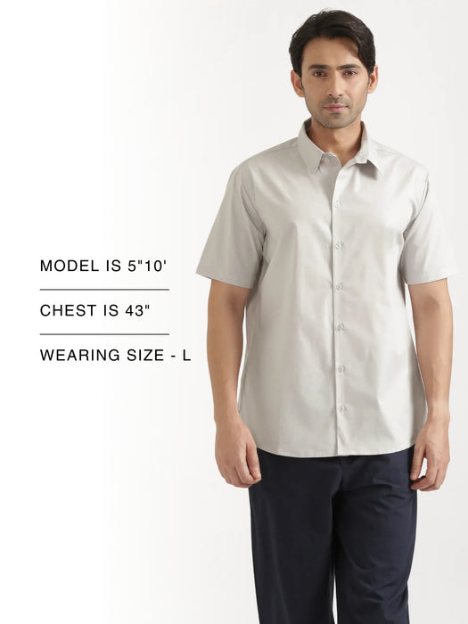 Men Light Grey Better Cotton Short Sleeve Shirt