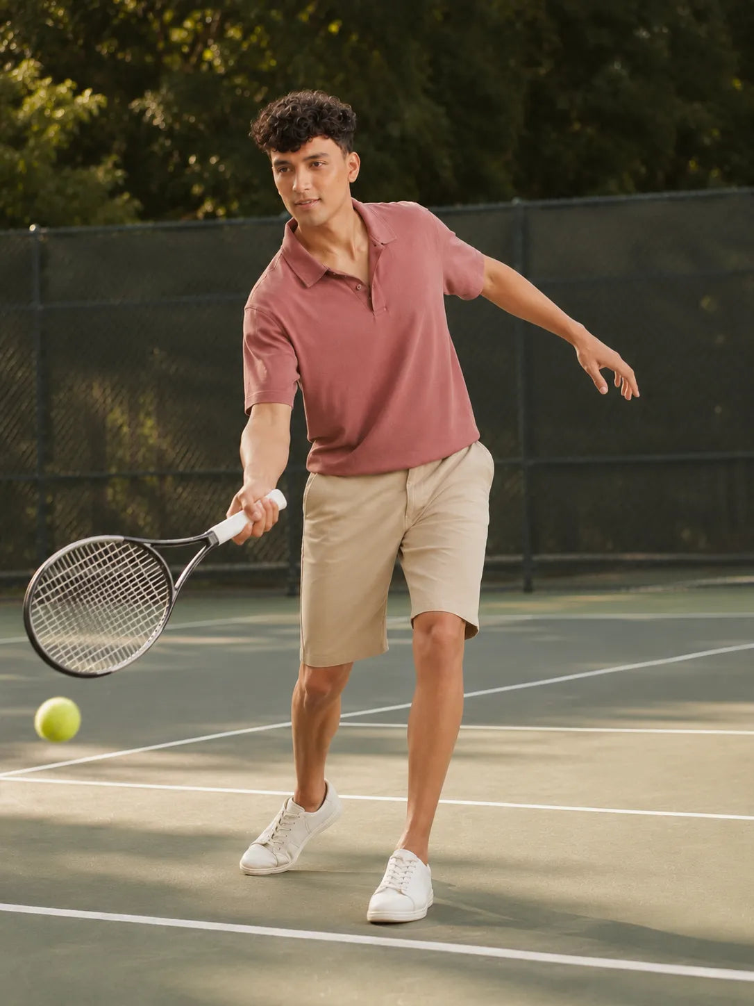 Men Beige Tailored Cotton Shorts
