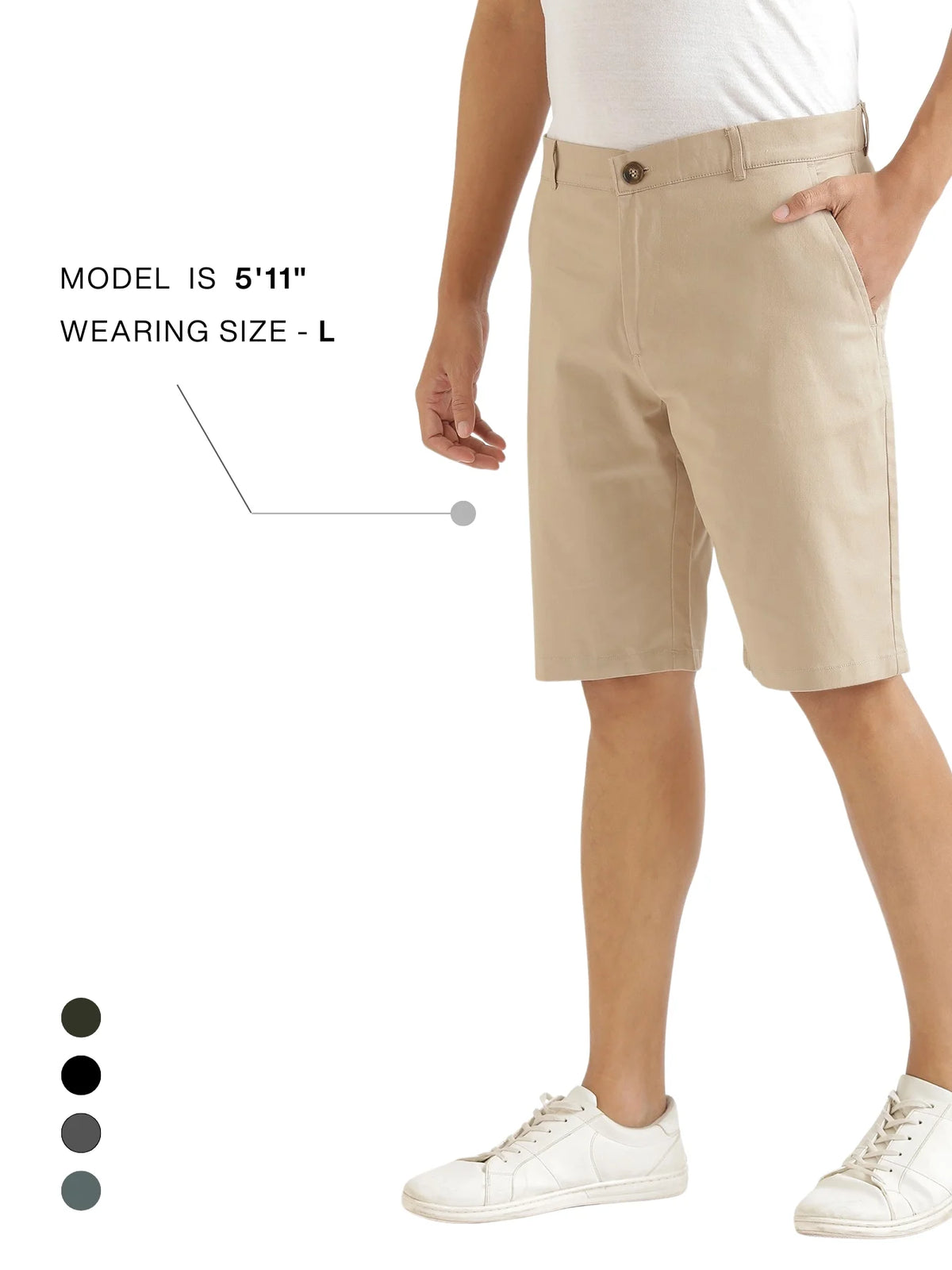 Men Beige Tailored Cotton Shorts