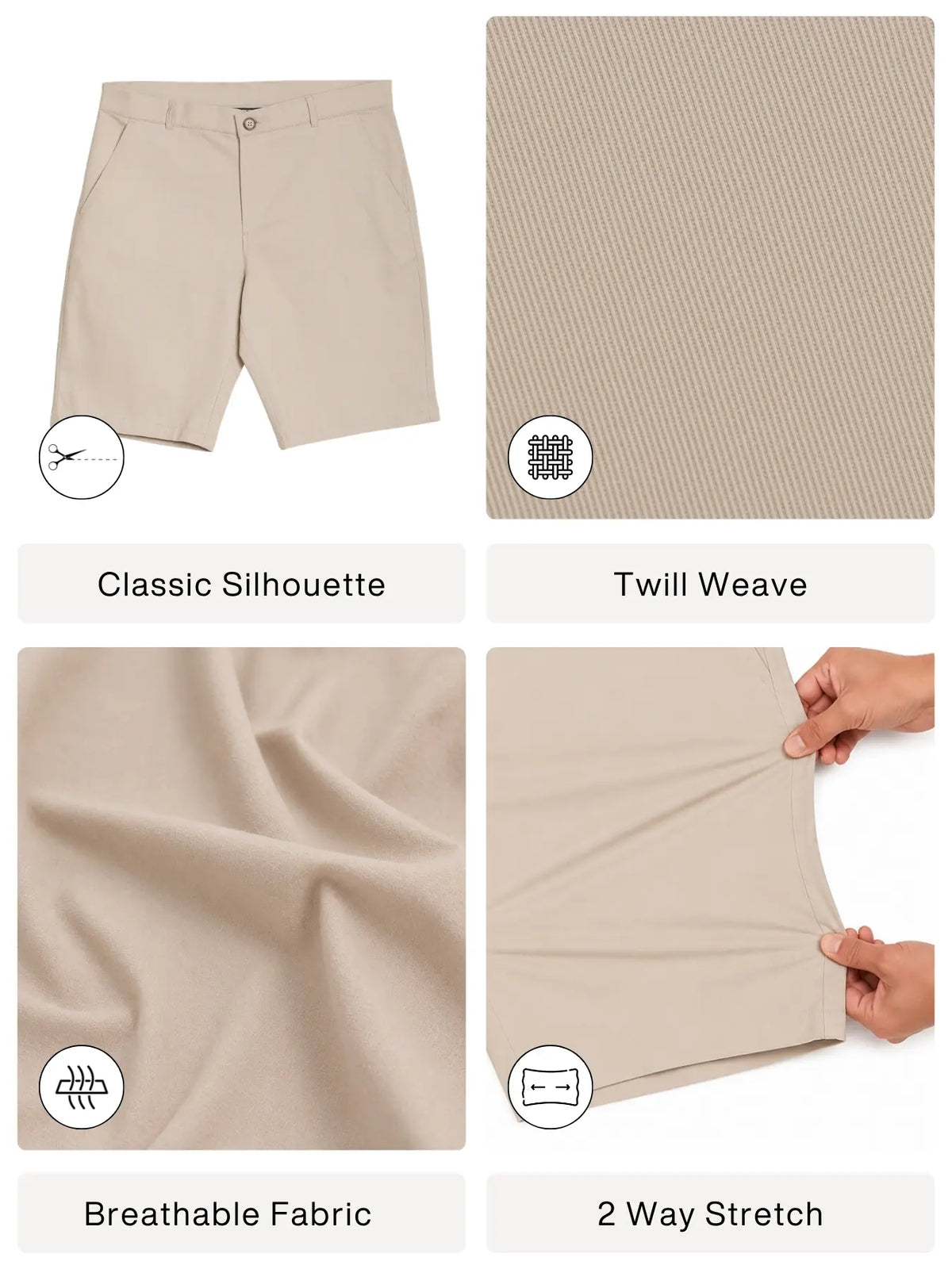 Men Beige Tailored Cotton Shorts