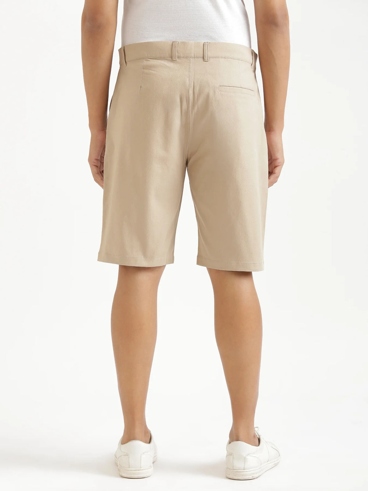 Men Beige Tailored Cotton Shorts