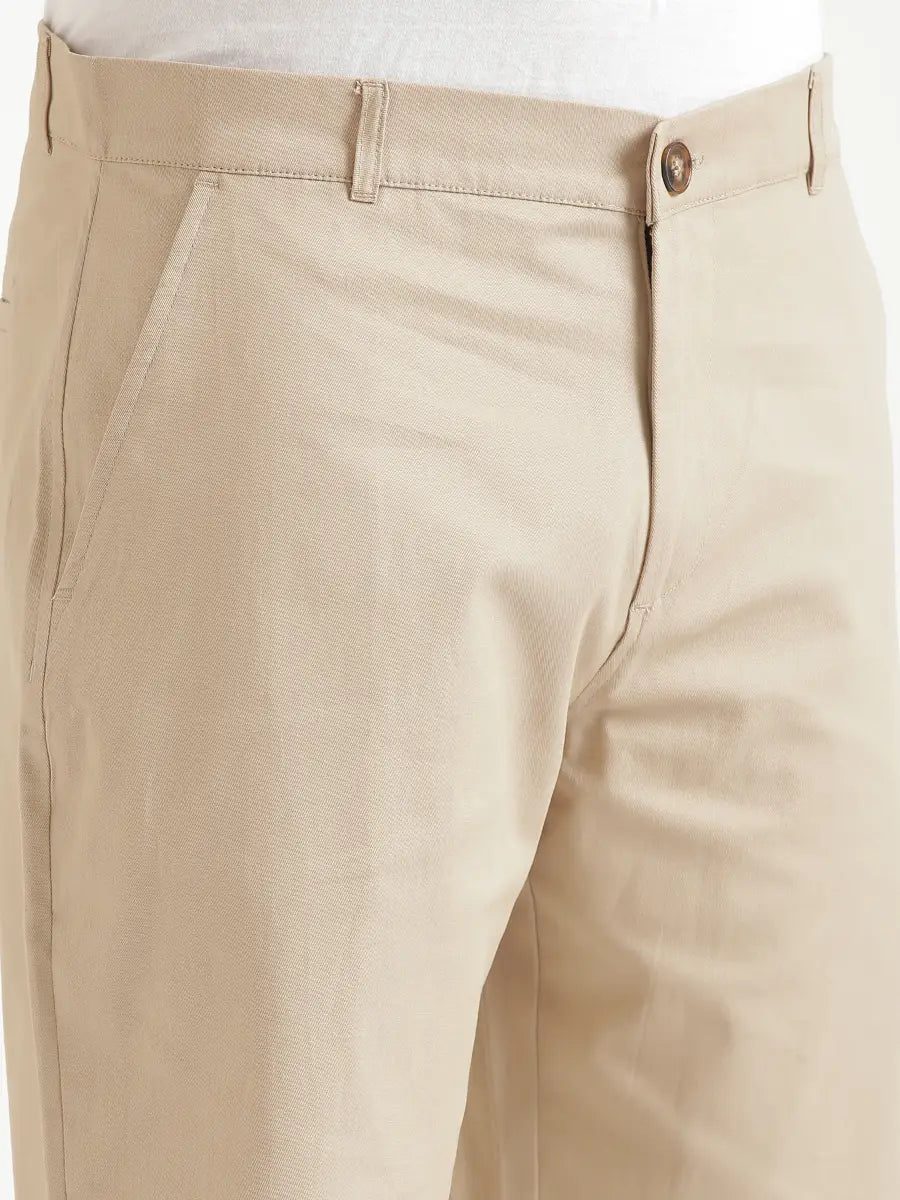 Men Beige Tailored Cotton Shorts