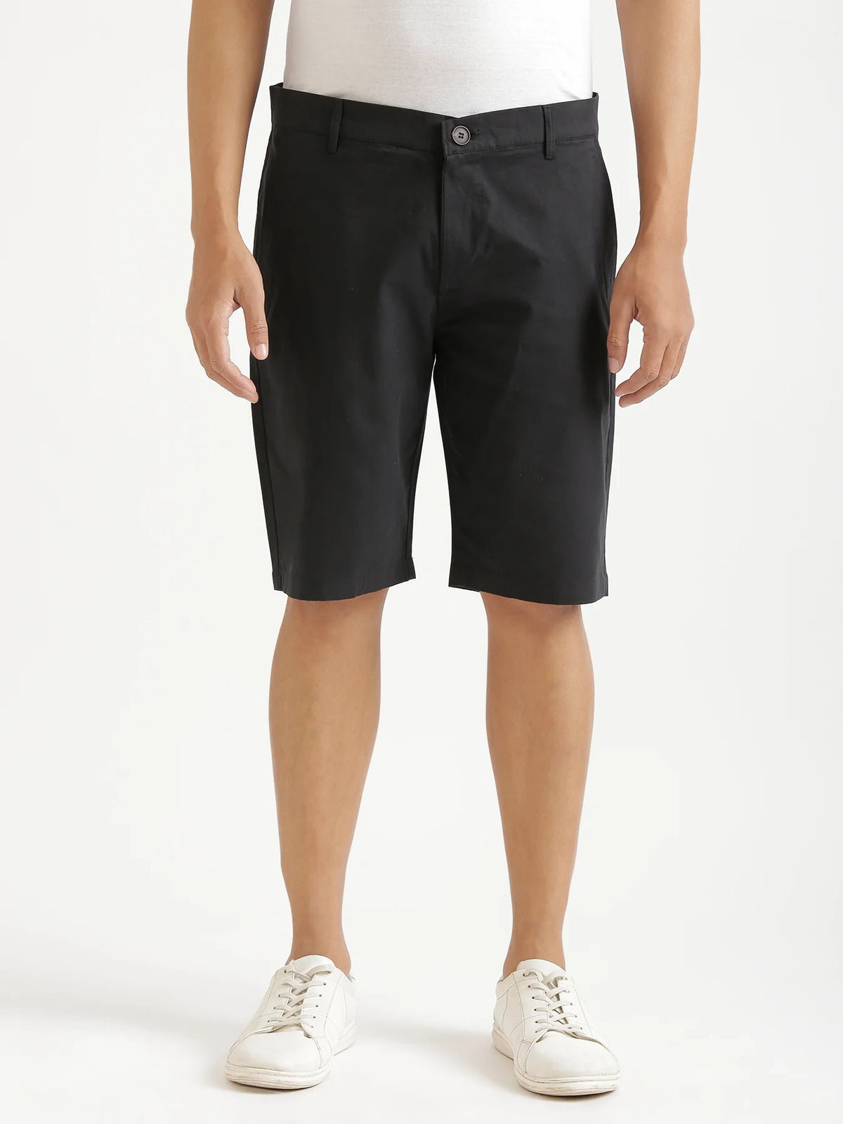 Men Black Tailored Cotton Shorts