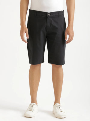 Men Black Tailored Cotton Shorts