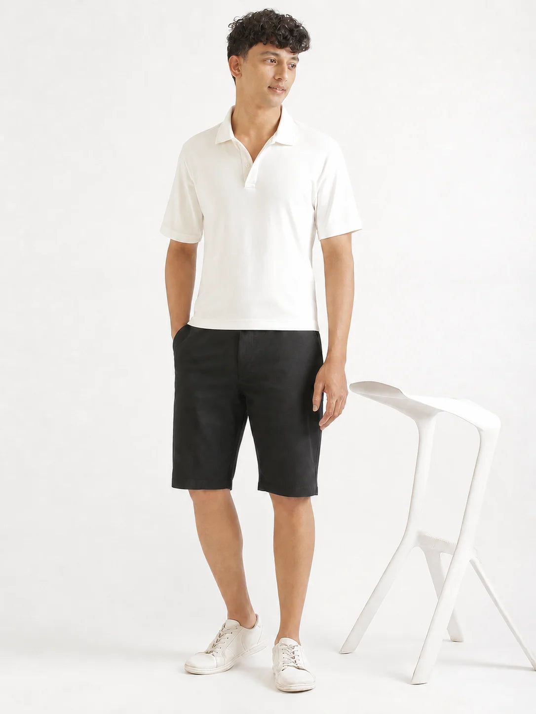 Men Black Tailored Cotton Shorts