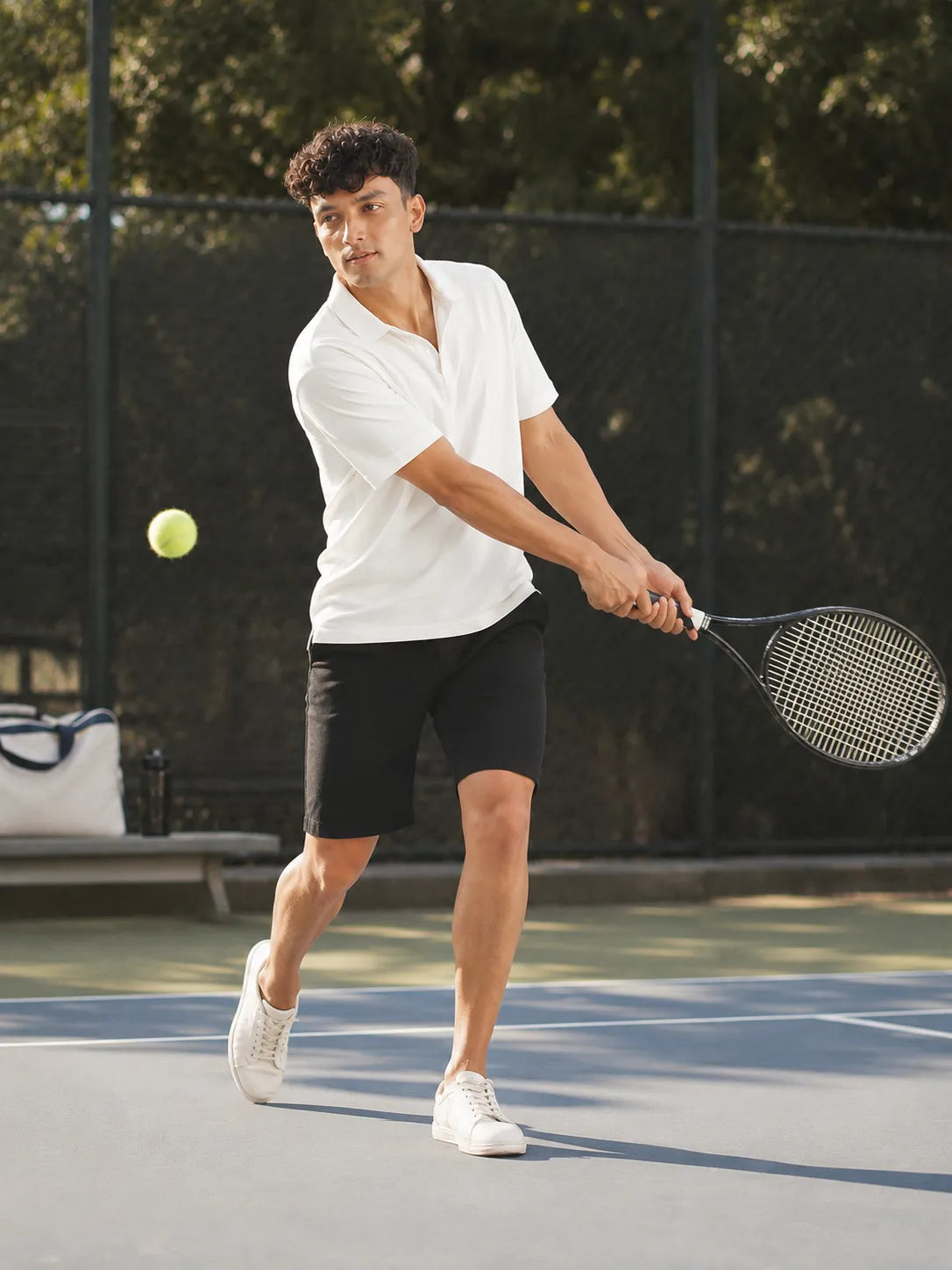 Men Black Tailored Cotton Shorts
