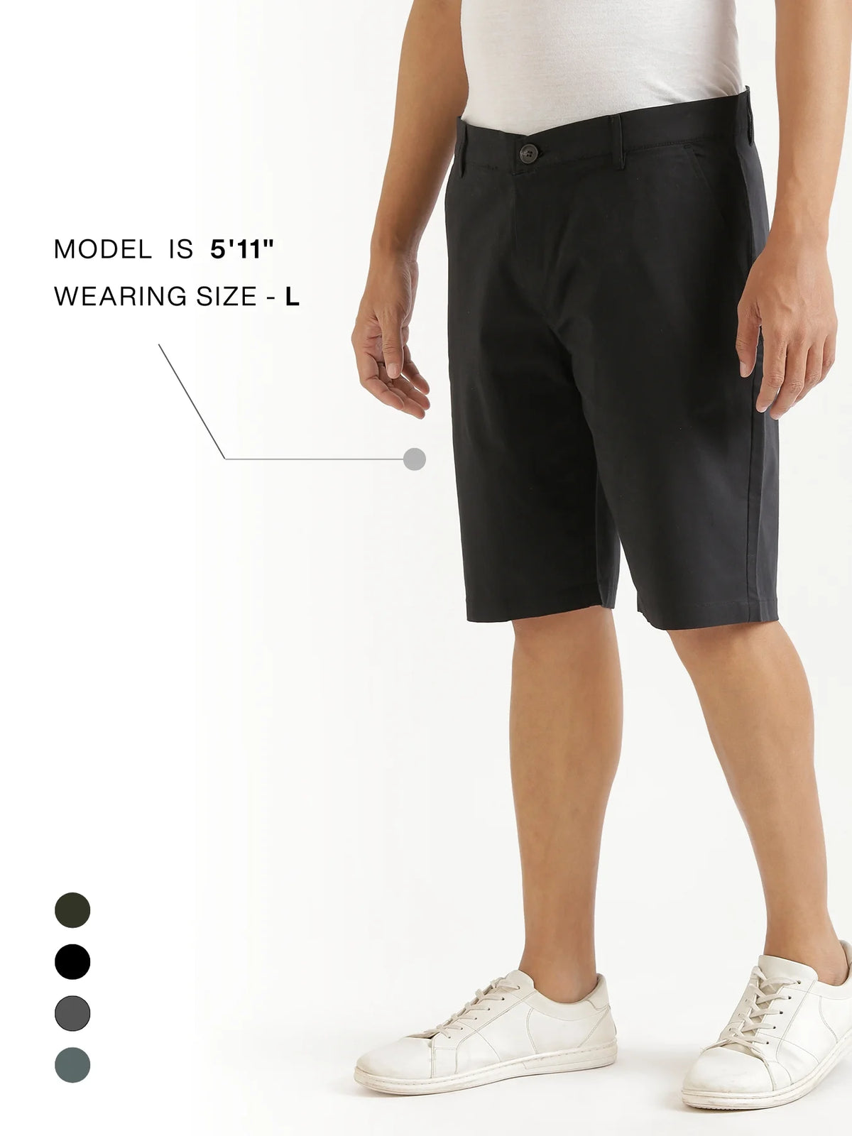 Men Black Tailored Cotton Shorts