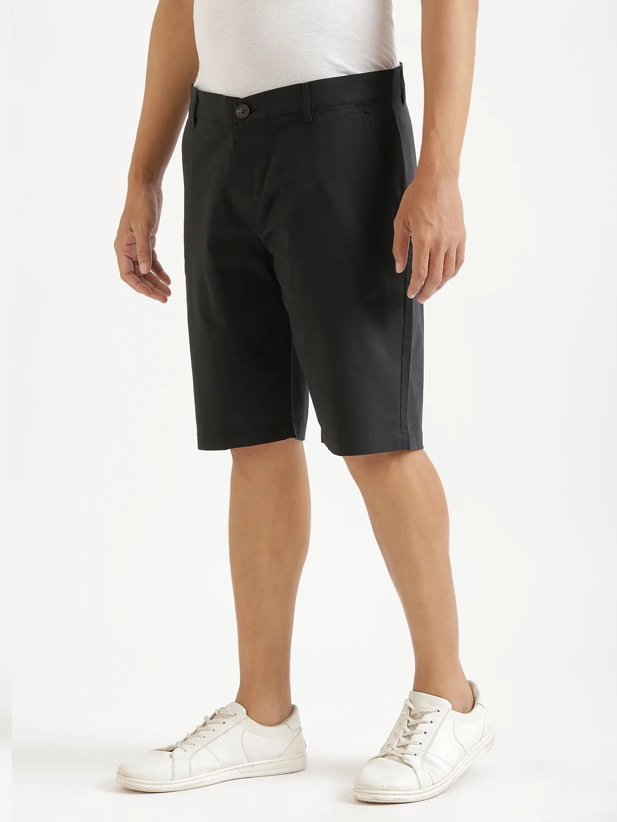 Men Black Tailored Cotton Shorts
