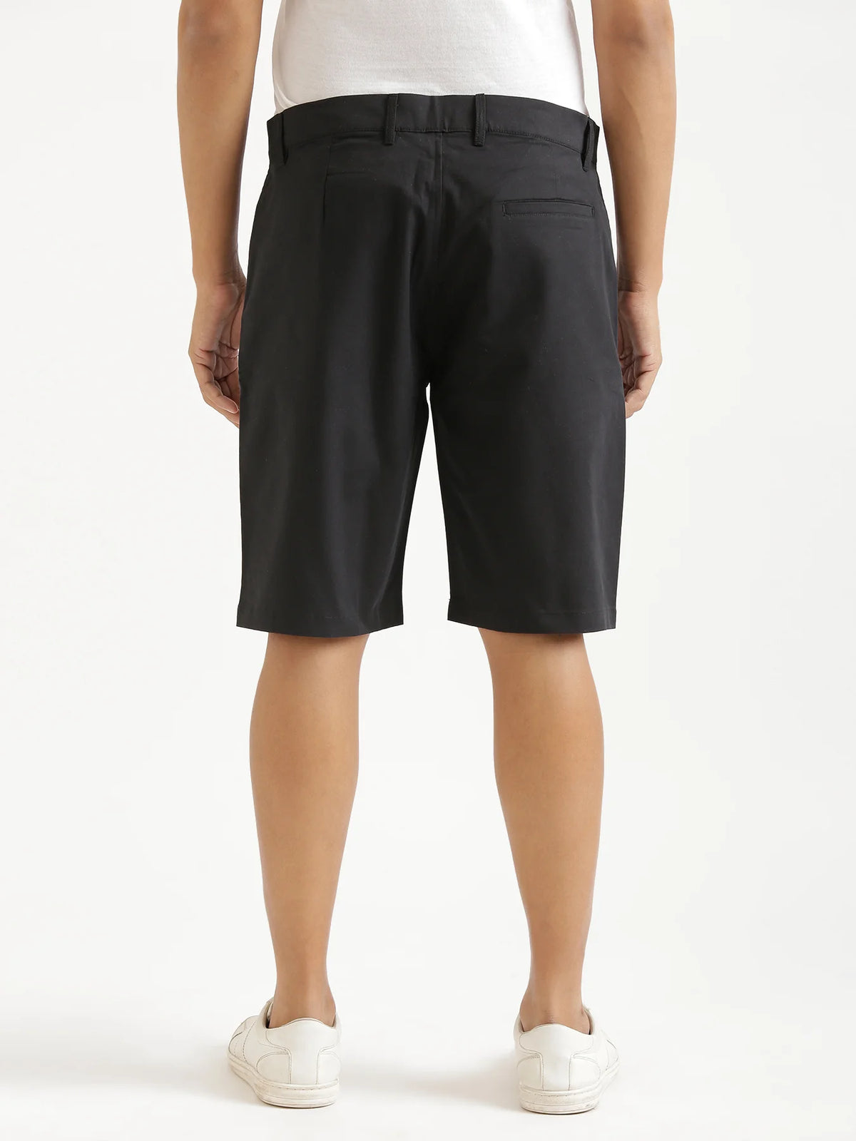 Men Black Tailored Cotton Shorts