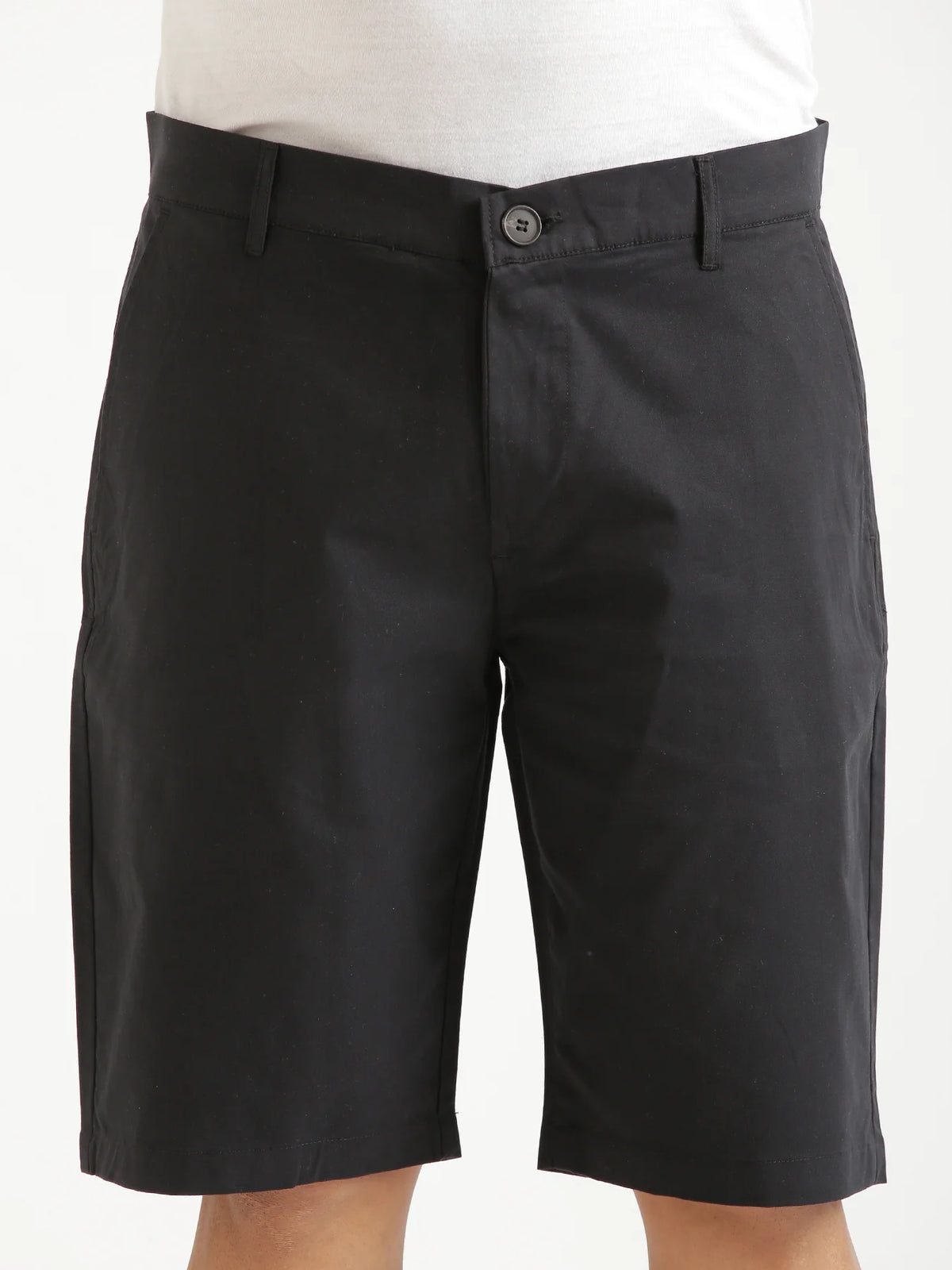 Men Black Tailored Cotton Shorts