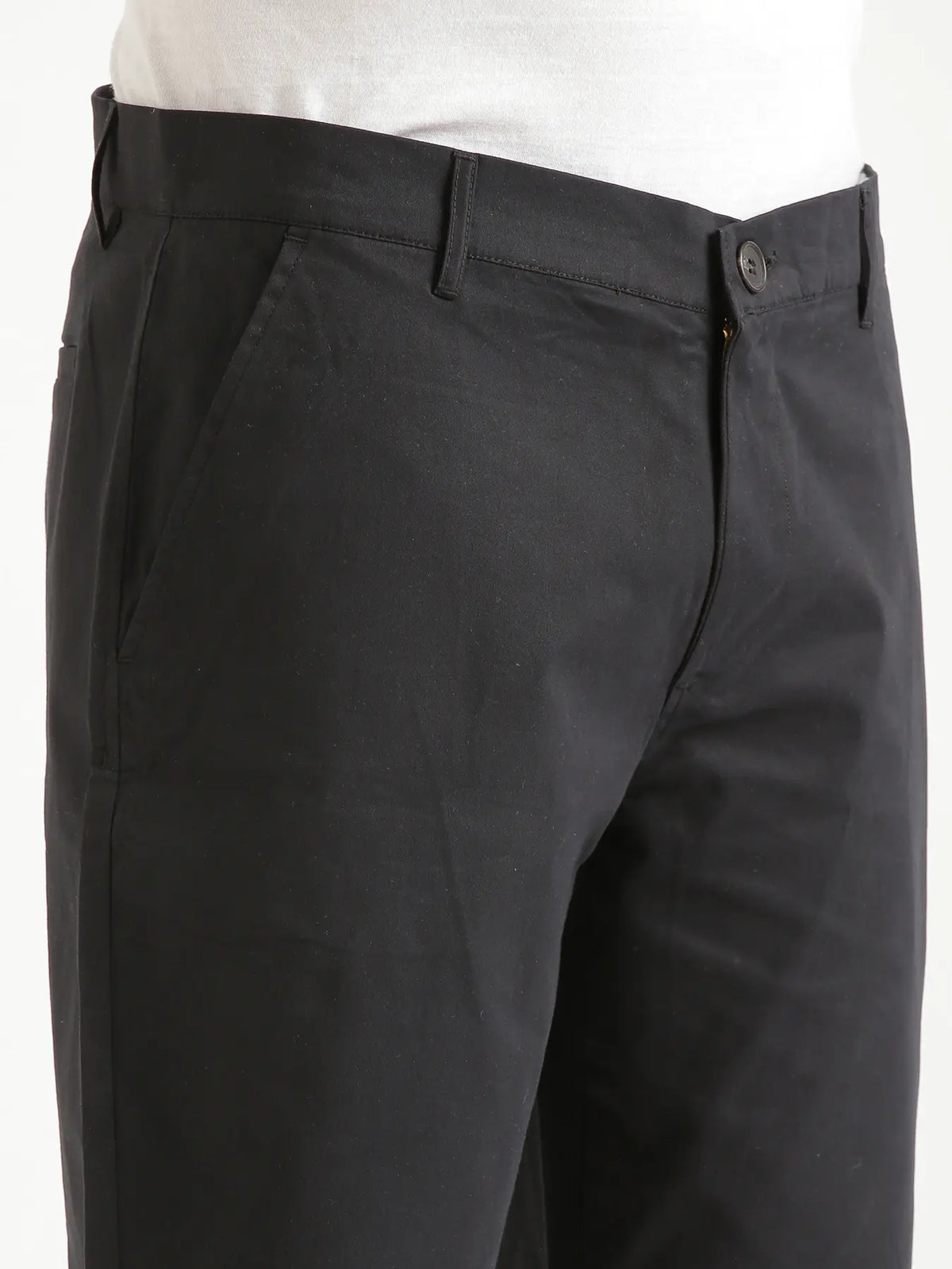 Men Black Tailored Cotton Shorts
