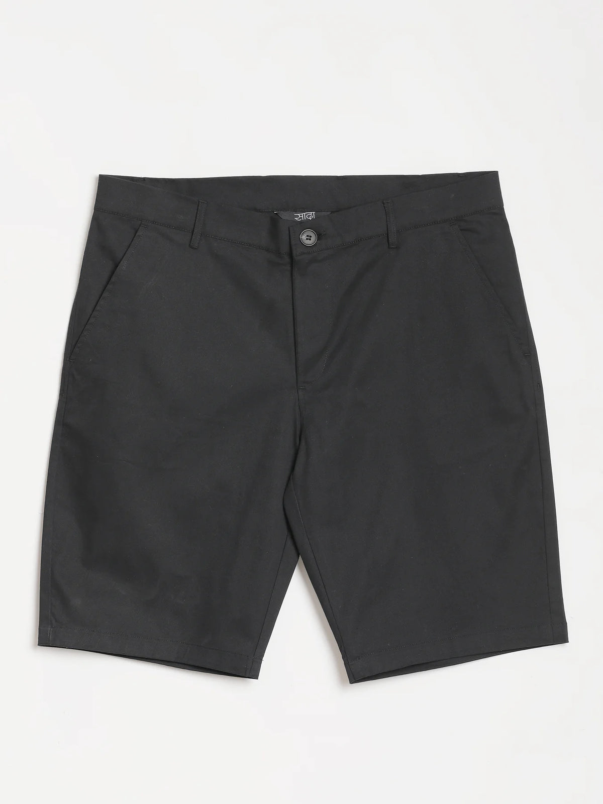 Men Black Tailored Cotton Shorts