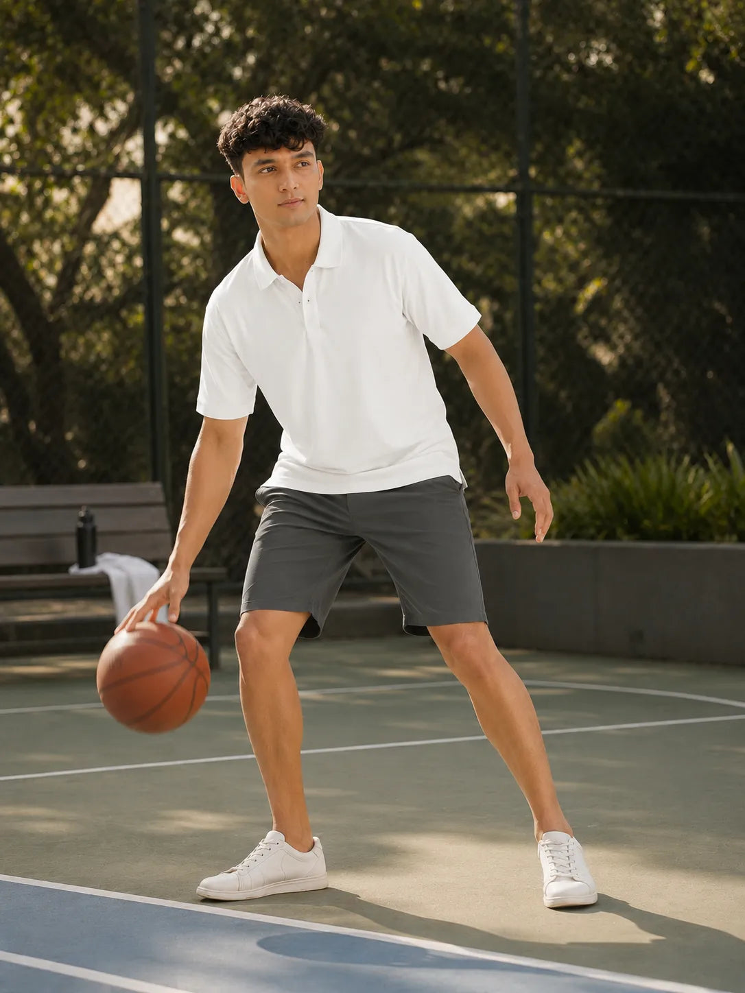 Men Dark Grey Tailored Cotton Shorts