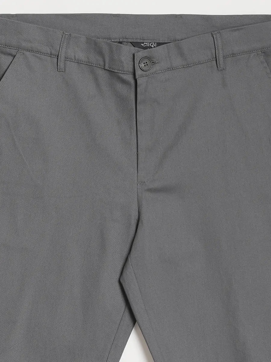 Men Dark Grey Tailored Cotton Shorts