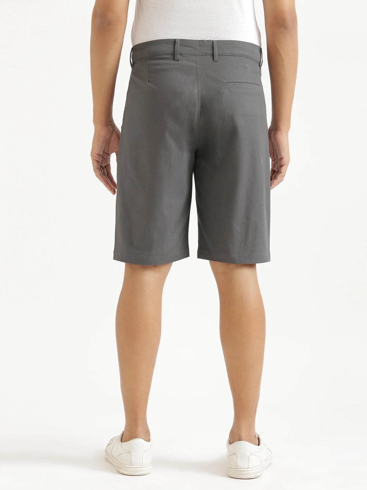 Men Dark Grey Tailored Cotton Shorts