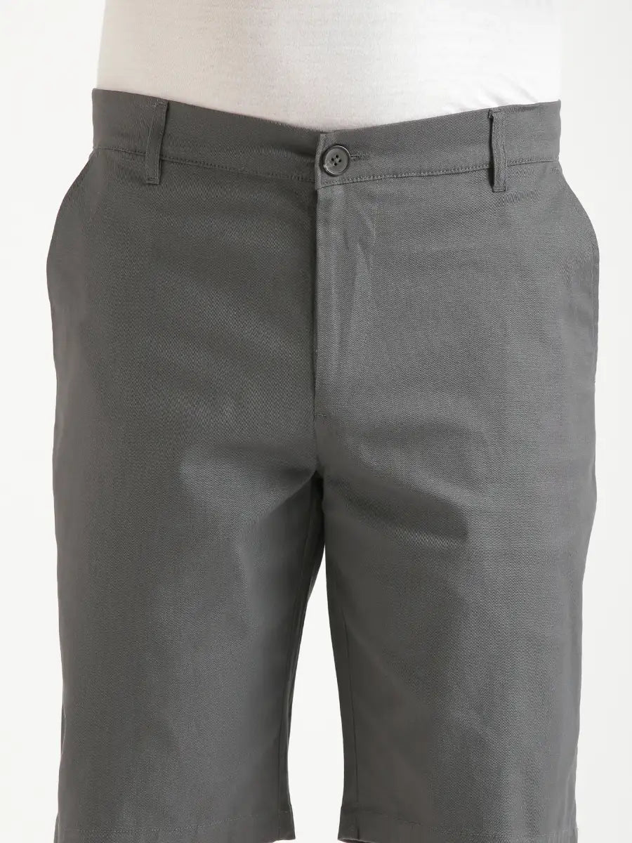 Men Dark Grey Tailored Cotton Shorts
