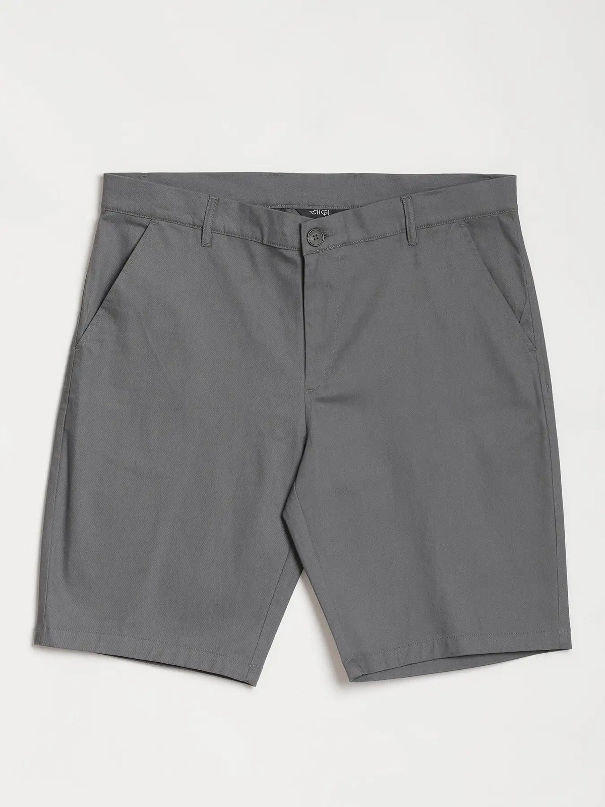 Men Dark Grey Tailored Cotton Shorts