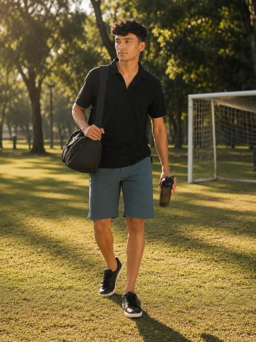 Men Grey Tailored Cotton Shorts