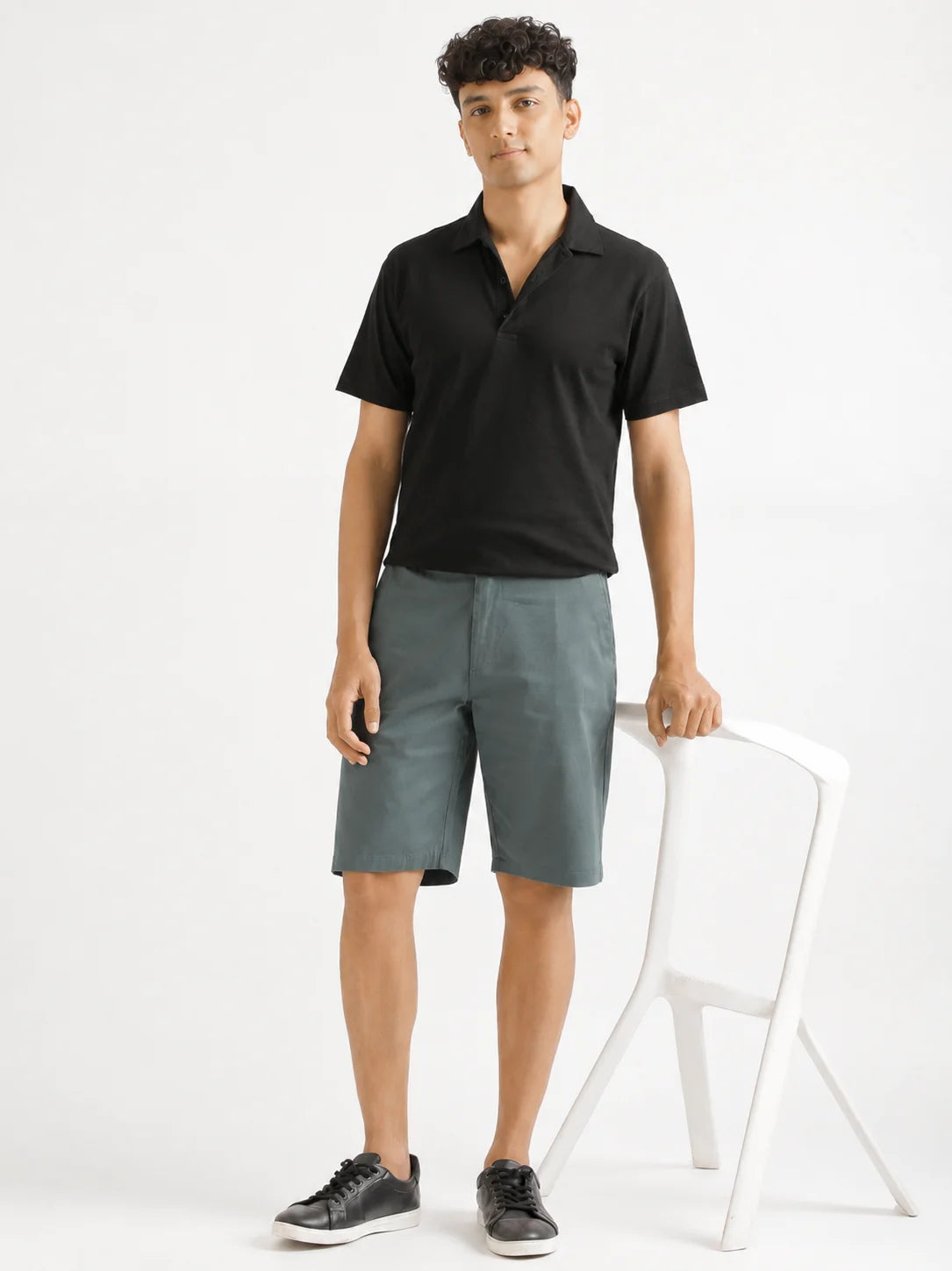 Men Grey Tailored Cotton Shorts