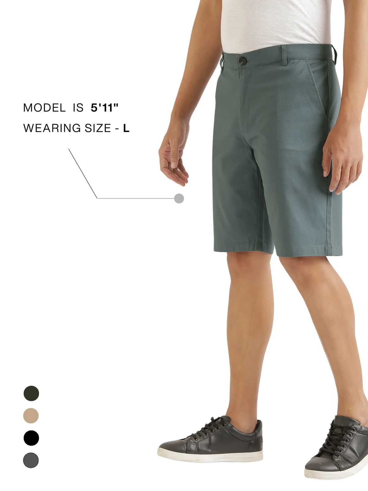 Men Grey Tailored Cotton Shorts