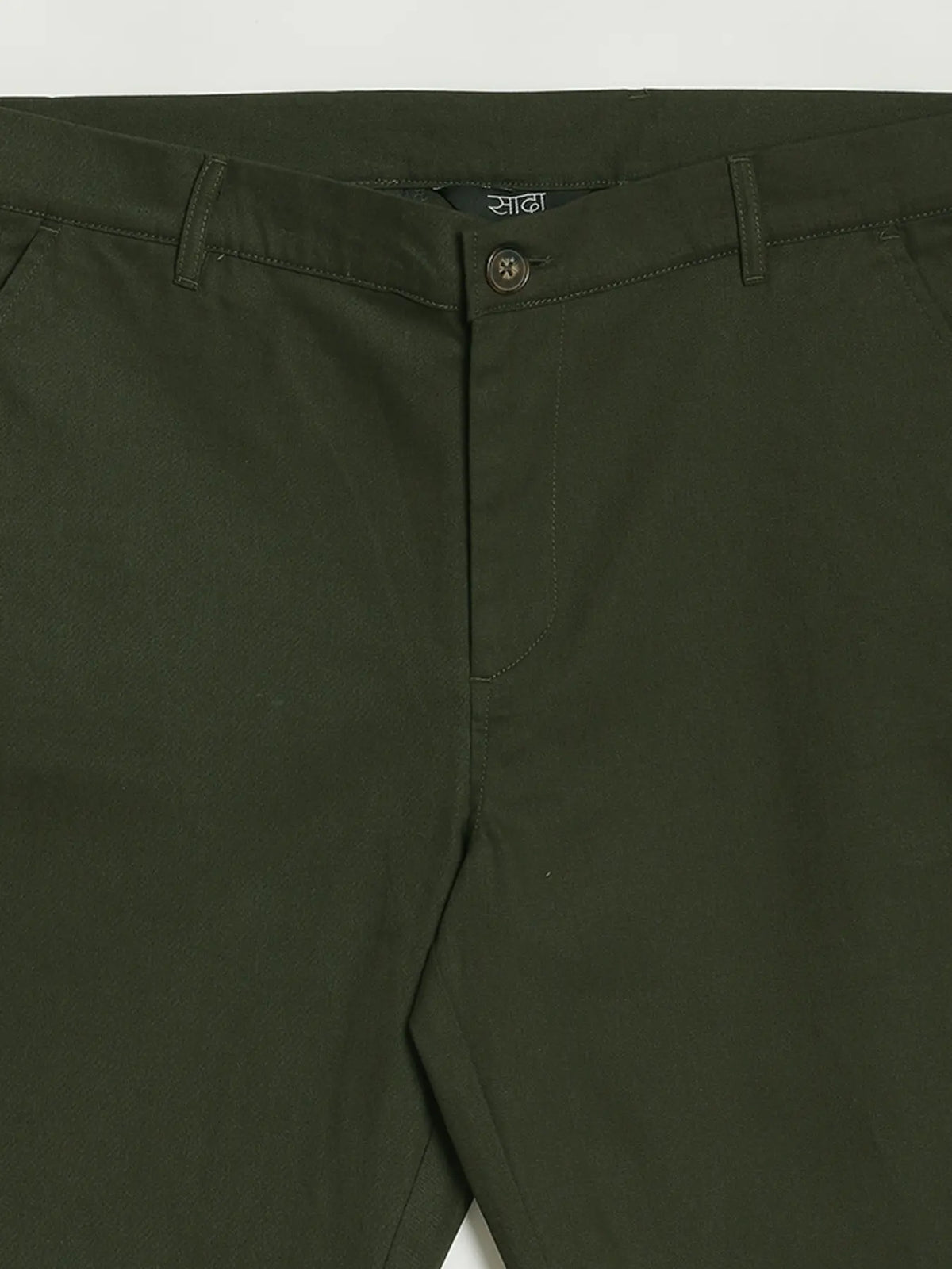 Men Olive Green Tailored Cotton Shorts