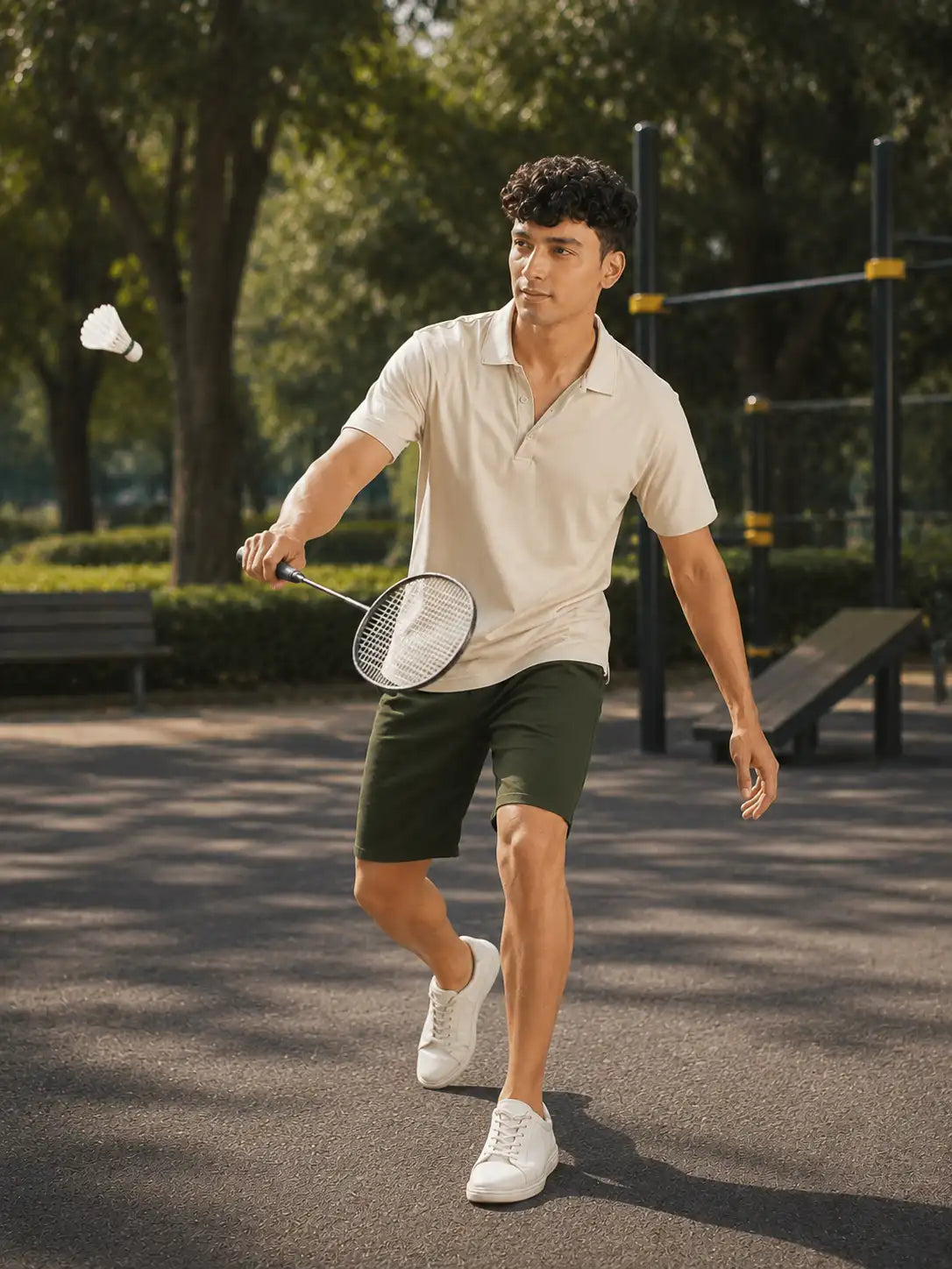 Men Olive Green Tailored Cotton Shorts