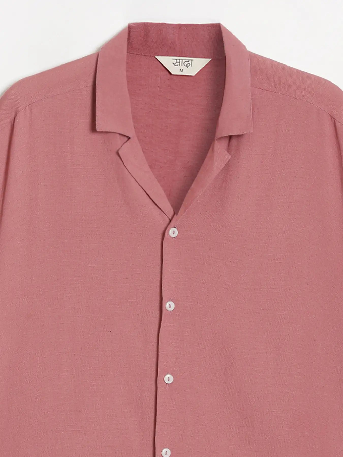 Men Flowy Linen Cuban Collar Rose Taupe Shirt