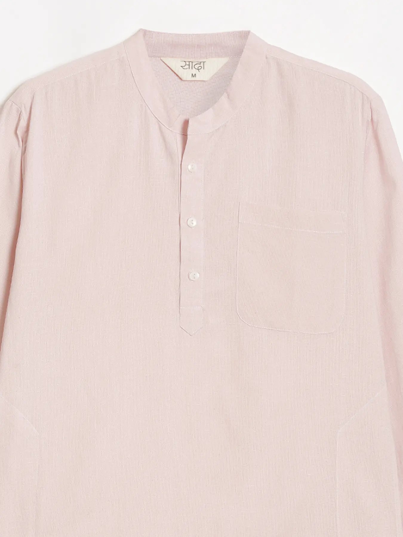 Men Blush Pink Flowy Linen Long Kurta