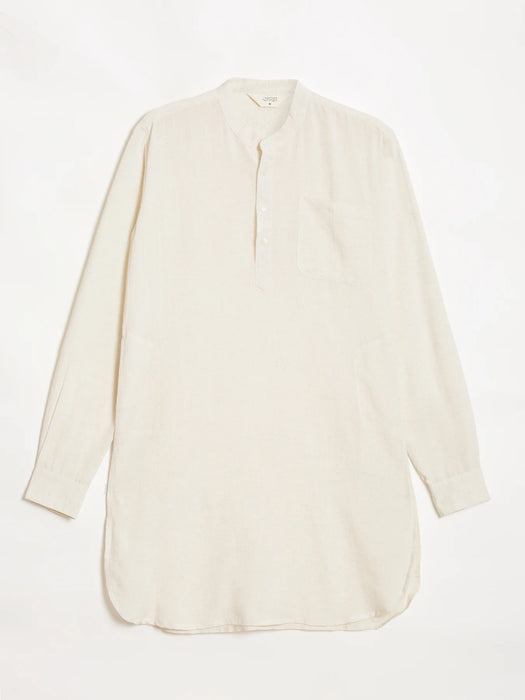 Men Ecru Flowy Linen Long Kurta