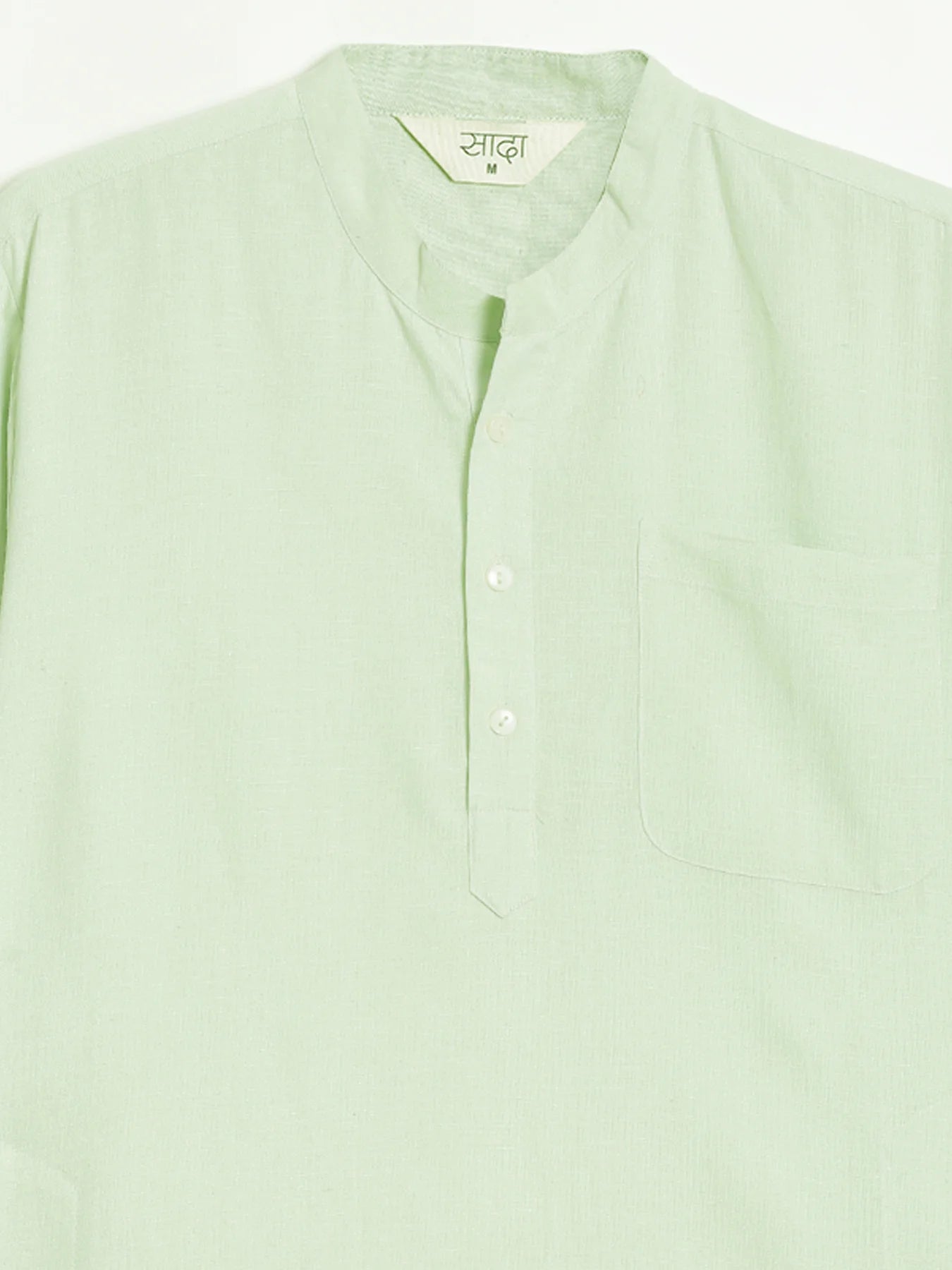 Men Mint Green Flowy Linen Long Kurta