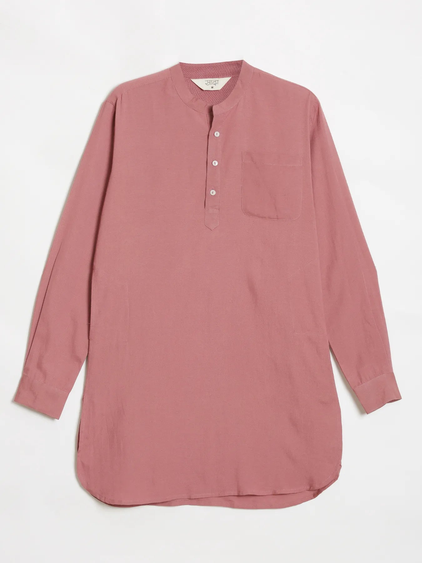 Men Rose Taupe Flowy Linen Long Kurta